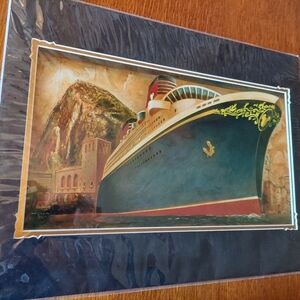 Disney Cruise Line Ship Litho Gibraltar Rare  Artist Darren Wilson 18x14 Matted